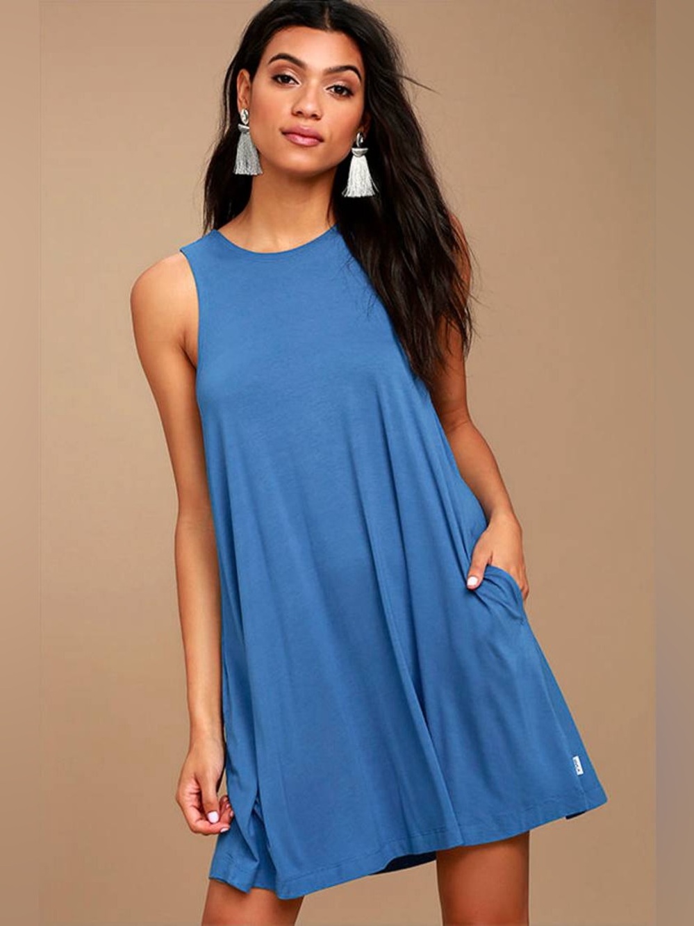 RVCA Sucker Punch 2 Denim Blue Swing Dress
